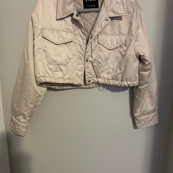 Zara Jackets & Blazers - Zara Cream Cropped Women's Bomber Jacket Size Medium